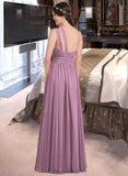 Eloise A-line One Shoulder Floor-Length Chiffon Bridesmaid Dress With Ruffle STIP0013080