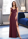 Alondra A-Line V-neck Floor-Length Bridesmaid Dress With Split Front STIP0013083