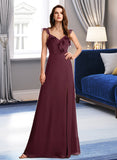 Alondra A-Line V-neck Floor-Length Bridesmaid Dress With Split Front STIP0013083