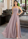 Myah A-Line Strapless Floor-Length Bridesmaid Dress With Split Front STIP0013084