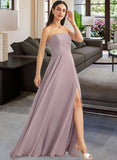 Myah A-Line Strapless Floor-Length Bridesmaid Dress With Split Front STIP0013084