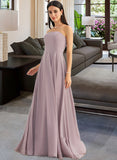 Myah A-Line Strapless Floor-Length Bridesmaid Dress With Split Front STIP0013084