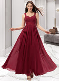 Catherine A-Line Sweetheart Floor-Length Chiffon Bridesmaid Dress With Ruffle Pockets STIP0013087