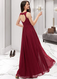 Catherine A-Line Sweetheart Floor-Length Chiffon Bridesmaid Dress With Ruffle Pockets STIP0013087