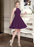 Louisa A-Line Scoop Neck Knee-Length Chiffon Lace Bridesmaid Dress STIP0013090