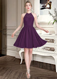 Louisa A-Line Scoop Neck Knee-Length Chiffon Lace Bridesmaid Dress STIP0013090