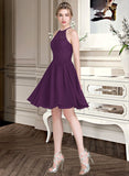 Louisa A-Line Scoop Neck Knee-Length Chiffon Lace Bridesmaid Dress STIP0013090