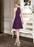 Louisa A-Line Scoop Neck Knee-Length Chiffon Lace Bridesmaid Dress STIP0013090