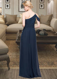 Madelyn A-line One Shoulder Floor-Length Chiffon Bridesmaid Dress With Ruffle STIP0013091