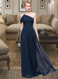 Madelyn A-line One Shoulder Floor-Length Chiffon Bridesmaid Dress With Ruffle STIP0013091