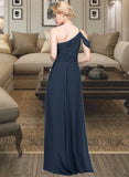 Madelyn A-line One Shoulder Floor-Length Chiffon Bridesmaid Dress With Ruffle STIP0013091