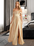 Salome A-Line Off-the-Shoulder Floor-Length Bridesmaid Dress With Split Front Pockets STIP0013095