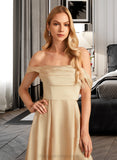 Salome A-Line Off-the-Shoulder Floor-Length Bridesmaid Dress With Split Front Pockets STIP0013095