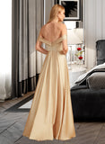 Salome A-Line Off-the-Shoulder Floor-Length Bridesmaid Dress With Split Front Pockets STIP0013095