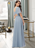 Rosie A-Line V-neck Floor-Length Chiffon Bridesmaid Dress STIP0013099