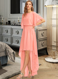 Mercedes A-Line Scoop Neck Asymmetrical Chiffon Bridesmaid Dress STIP0013101