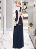 Annie A-Line/Princess Scoop Neck Floor-Length Chiffon Bridesmaid Dress With Ruffle STIP0013105