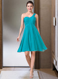 Danna Empire One-Shoulder Knee-Length Chiffon Bridesmaid Dress With Ruffle STIP0013106