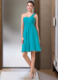 Danna Empire One-Shoulder Knee-Length Chiffon Bridesmaid Dress With Ruffle STIP0013106