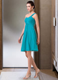 Danna Empire One-Shoulder Knee-Length Chiffon Bridesmaid Dress With Ruffle STIP0013106