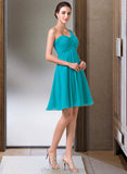 Danna Empire One-Shoulder Knee-Length Chiffon Bridesmaid Dress With Ruffle STIP0013106