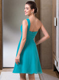 Danna Empire One-Shoulder Knee-Length Chiffon Bridesmaid Dress With Ruffle STIP0013106