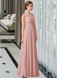 Hope Chiffon Lace A-Line Floor-length Bridesmaid Dress STIP0013107