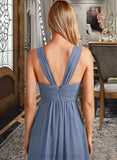 Sydney A-Line V-neck Floor-Length Bridesmaid Dress With Pockets STIP0013108