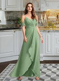 Raelynn A-Line V-neck Asymmetrical Bridesmaid Dress With Split Front STIP0013109