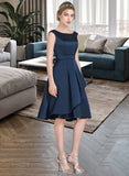 Olivia A-Line Scoop Neck Knee-Length Satin Bridesmaid Dress With Cascading Ruffles STIP0013115