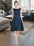 Olivia A-Line Scoop Neck Knee-Length Satin Bridesmaid Dress With Cascading Ruffles STIP0013115