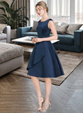 Olivia A-Line Scoop Neck Knee-Length Satin Bridesmaid Dress With Cascading Ruffles STIP0013115