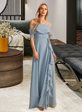 Anne A-Line Off-the-Shoulder Floor-Length Bridesmaid Dress With Ruffle Split Front STIP0013116