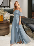 Anne A-Line Off-the-Shoulder Floor-Length Bridesmaid Dress With Ruffle Split Front STIP0013116