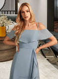 Anne A-Line Off-the-Shoulder Floor-Length Bridesmaid Dress With Ruffle Split Front STIP0013116