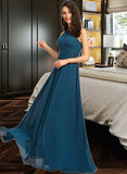 Chelsea A-Line Scoop Neck Floor-Length Bridesmaid Dress With Ruffle STIP0013120