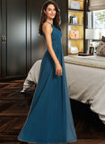 Chelsea A-Line Scoop Neck Floor-Length Bridesmaid Dress With Ruffle STIP0013120