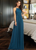 Chelsea A-Line Scoop Neck Floor-Length Bridesmaid Dress With Ruffle STIP0013120