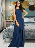 Sam A-Line Scoop Neck Floor-Length Bridesmaid Dress With Split Front STIP0013128