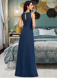 Sam A-Line Scoop Neck Floor-Length Bridesmaid Dress With Split Front STIP0013128