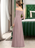 Ashley A-Line Off-the-Shoulder Floor-Length Chiffon Lace Bridesmaid Dress With Split Front STIP0013131