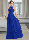 Hedwig A-Line Scoop Neck Floor-Length Chiffon Bridesmaid Dress With Ruffle STIP0013133