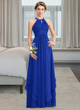 Hedwig A-Line Scoop Neck Floor-Length Chiffon Bridesmaid Dress With Ruffle STIP0013133