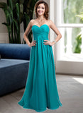 Janice Chiffon Floor-length Empire Bridesmaid Dress with Sweetheart Neckline STIP0013137