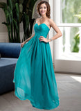 Janice Chiffon Floor-length Empire Bridesmaid Dress with Sweetheart Neckline STIP0013137