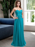 Janice Chiffon Floor-length Empire Bridesmaid Dress with Sweetheart Neckline STIP0013137