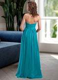 Janice Chiffon Floor-length Empire Bridesmaid Dress with Sweetheart Neckline STIP0013137