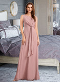 Maeve A-Line Floor-Length Bridesmaid Dress With Bow(s) STIP0013139