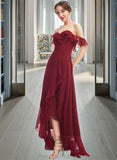 Quintina A-Line Off-the-Shoulder Asymmetrical Bridesmaid Dress With Ruffle Split Front STIP0013141