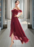 Quintina A-Line Off-the-Shoulder Asymmetrical Bridesmaid Dress With Ruffle Split Front STIP0013141